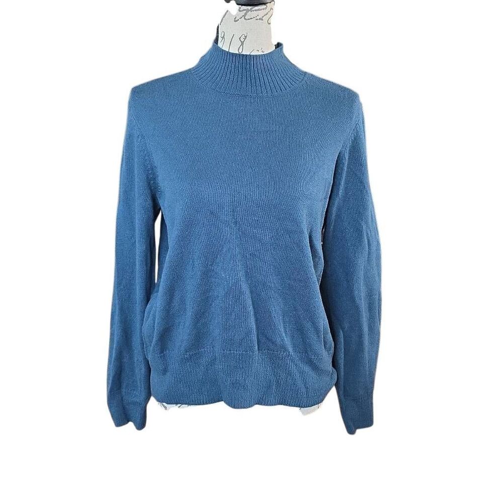 Old Navy Women's Size Medium Blue Ribbed Mock Neck Sweater